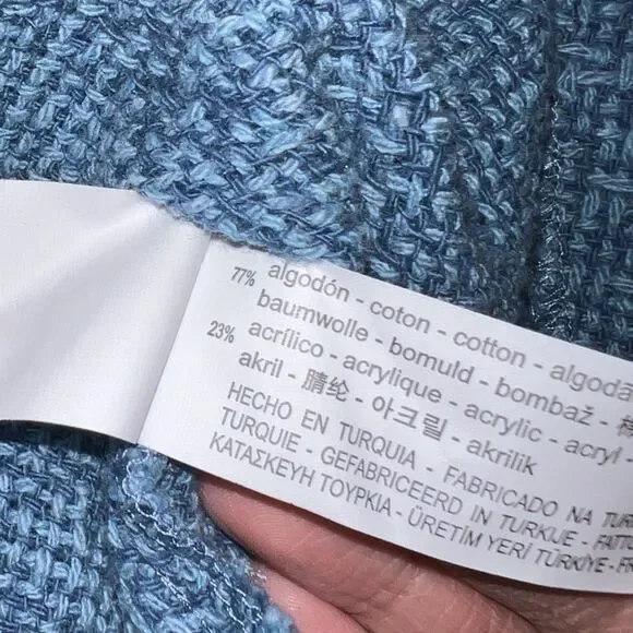 ZARA Trf Puffed Sleeve Blue Blazer Style Top Size Medium EUC - Picture 5 of 8